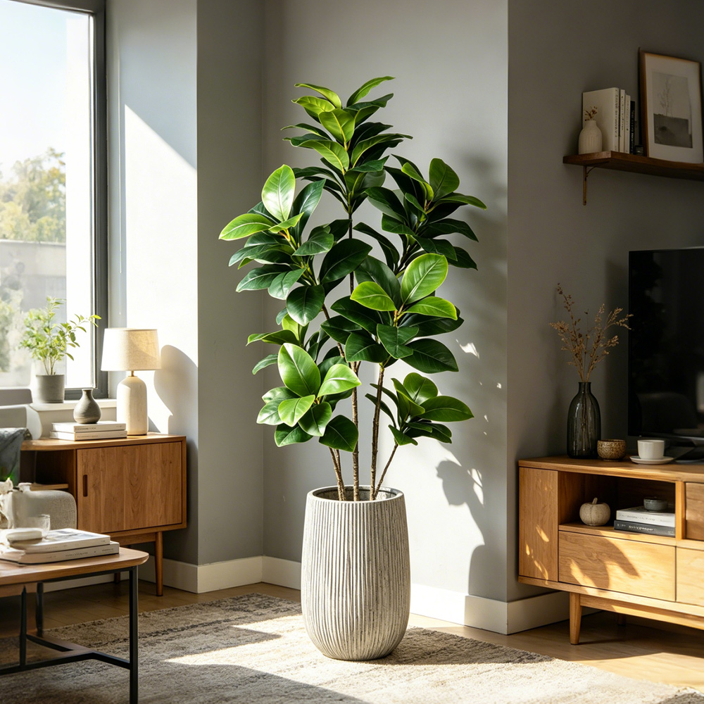 Rubber Plant Ficus - شجرة بانيان صناعية كبيرة بطول 74-140
